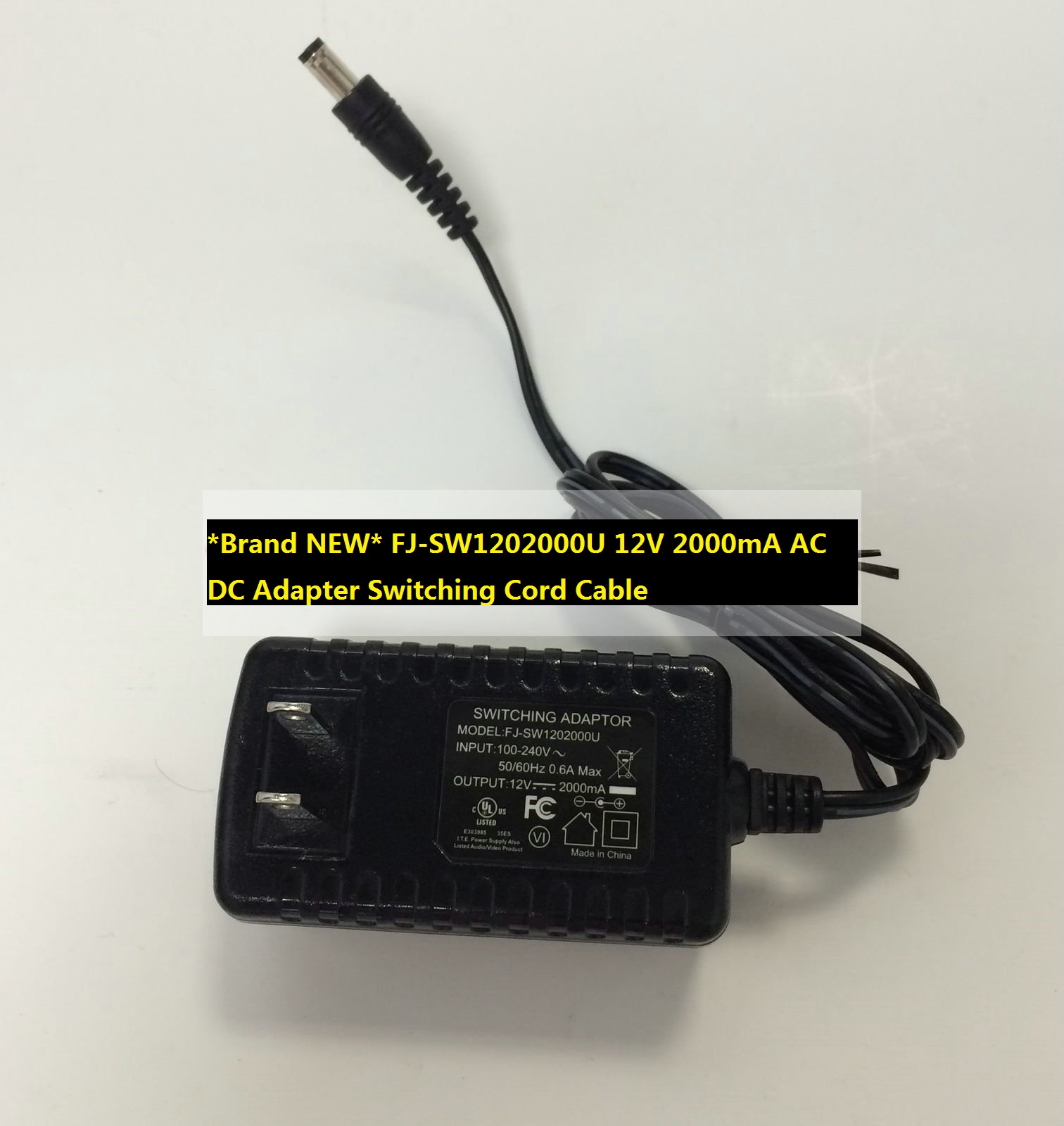 *Brand NEW* FJ-SW1202000U 12V 2000mA AC DC Adapter Switching Cord Cable