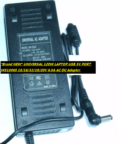 *Brand NEW* UNIVERSAL 120W LAPTOP USB 5V PORT WS13065 15/16/18/19/20V 6.5A AC DC Adapter POWER SUPPL
