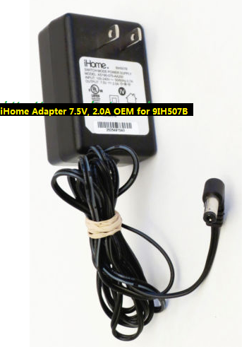 *Brand NEW* Genuine iHome Adapter 7.5V, 2.0A OEM for 9IH507B AS190-075-AA200 AC Power Supply - Click Image to Close