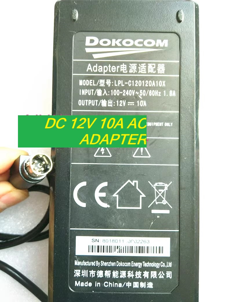 *Brand NEW*LPL-C120120A10X Dokocom DC 12V 10A AC ADAPTER 4pin Power Supply