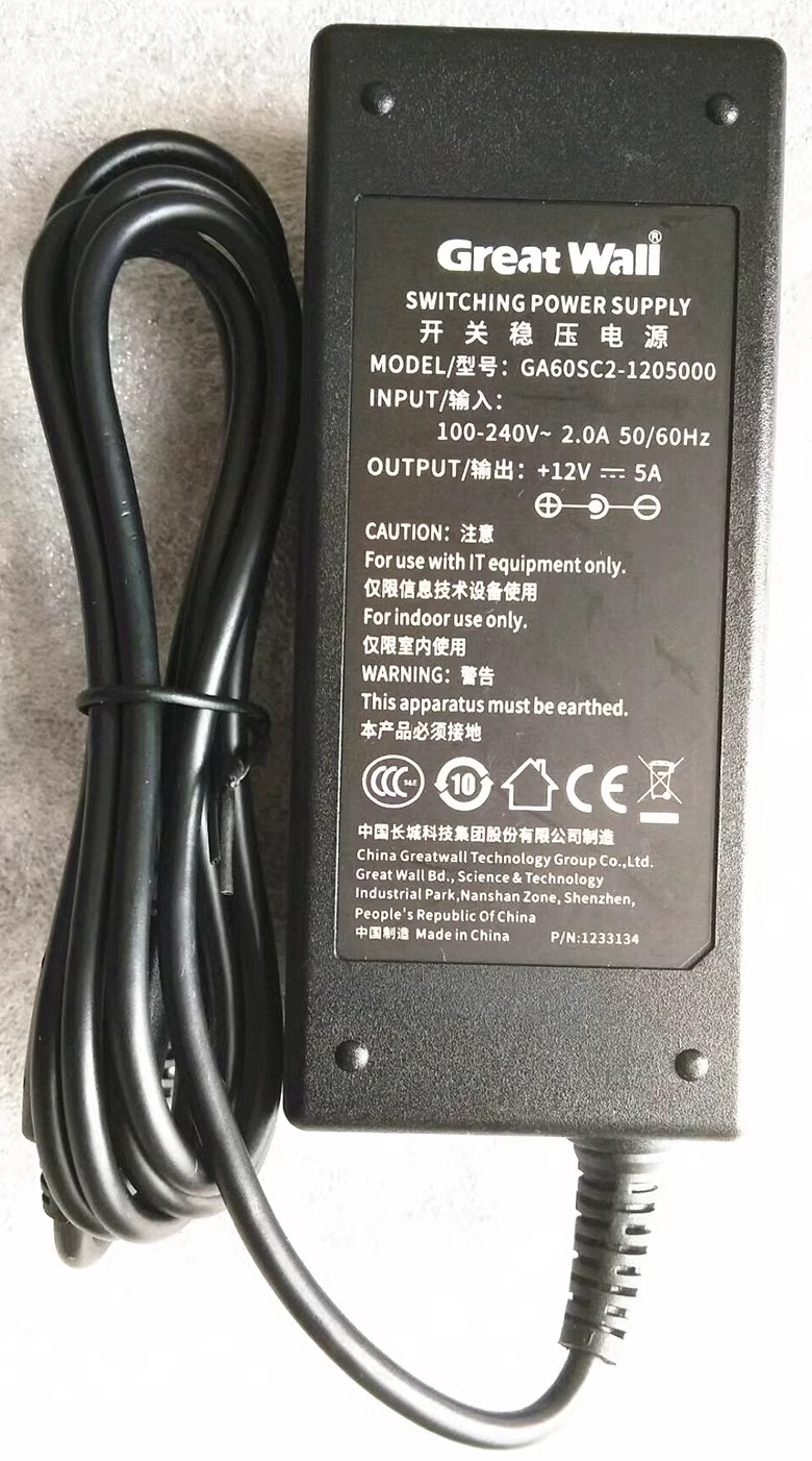 *Brand NEW*GA60SC2-1205000 WT8850A Great Wall 12V 5A AC ADAPTER Power Supply