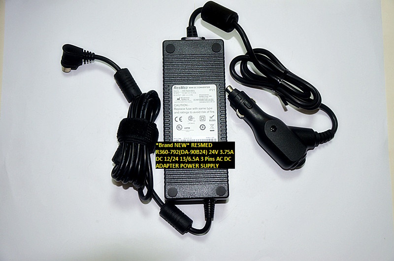 *Brand NEW* R360-792(DA-90B24) RESMED 24V 3.75A DC 12/24 13/6.5A 3 Pins AC DC ADAPTER POWER SUPPLY