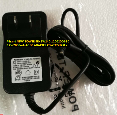 *Brand NEW* 12V-2000mA POWER-TEK SW24C-12002000-3C AC DC ADAPTER POWER SUPPLY