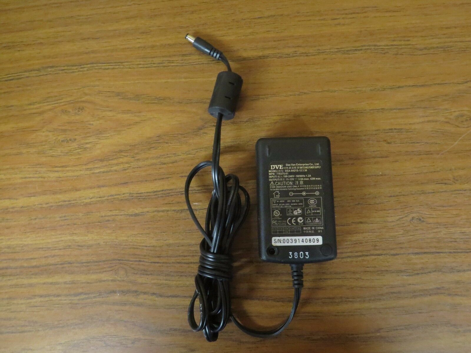 DVE AC Adapter Power Supply Cord Charger DSA-0421S-12 3 30 PN 770375-01 Type: AC/Standard MPN: 77