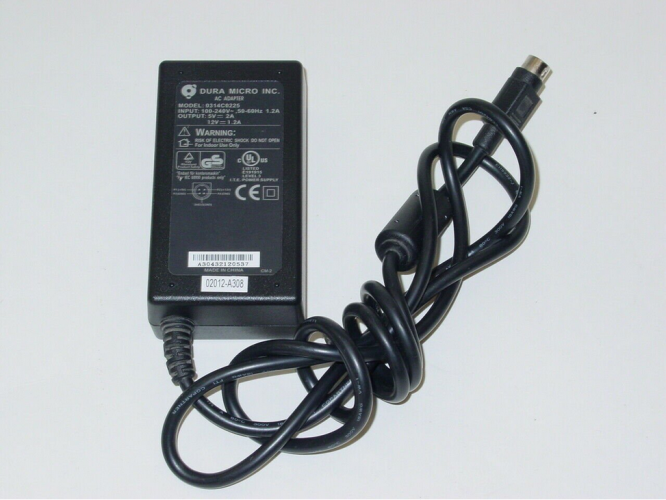 *Brand NEW*Dura Micro 0314C0225 4-Pin 5V 2A / 12V 1.2A AC Power Adapter