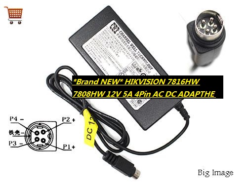 *Brand NEW* HIKVISION 7816HW 7808HW 12V 5A 4Pin AC DC ADAPTHE Genuine CWT KPL-060F-VI POWER Supply - Click Image to Close