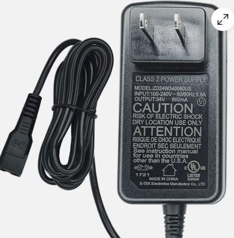 UL Listed OEM 34V AC Adapter For Dreo PowerLeap DR-HFV001 2022 550W Stick Vacuum Compatible Brand F