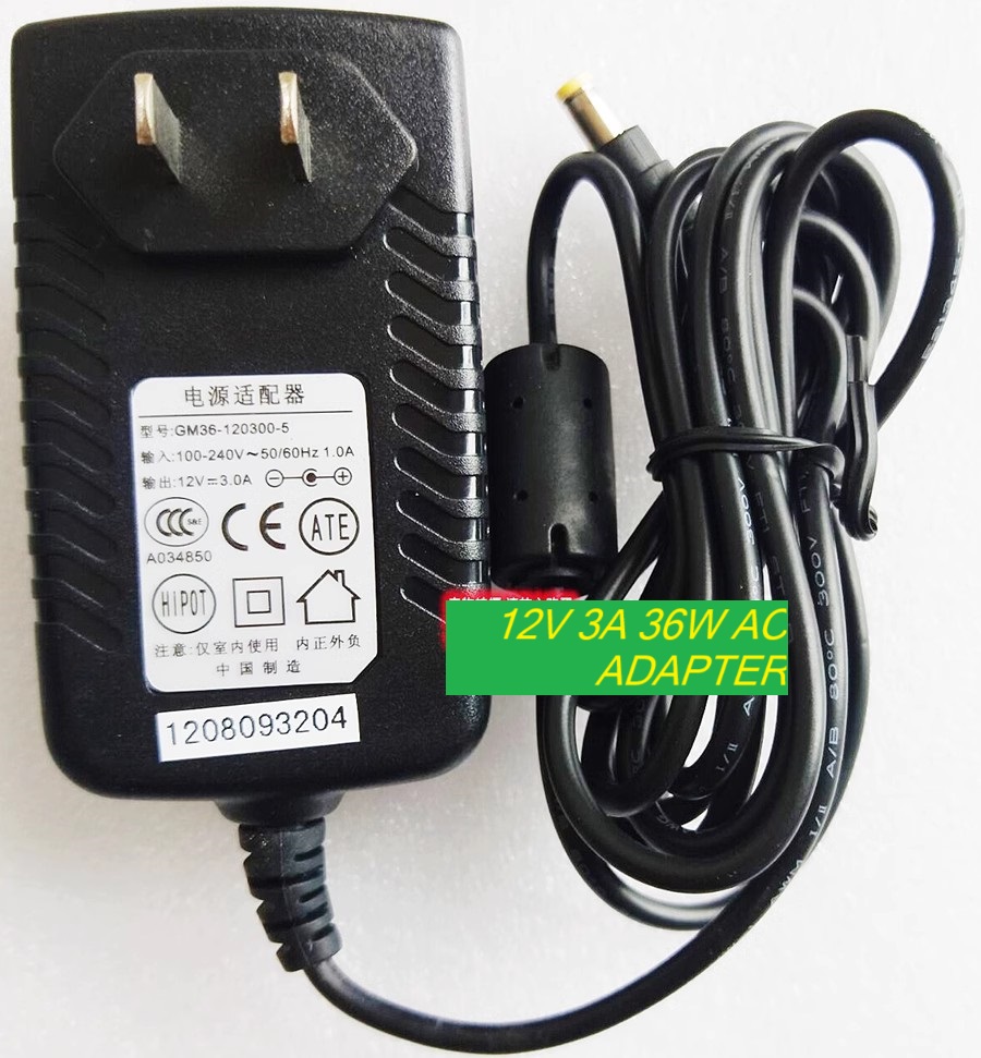 *Brand NEW*GM36-120300-5 GVE 12V 3A 36W AC ADAPTER Power Supply