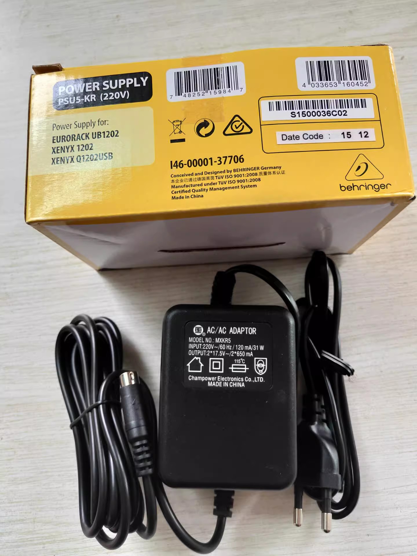 *Brand NEW* BEHRINGER XENYX1202 MKR5 2*17.5V 2*650MA AC DC ADAPTHE POWER Supply