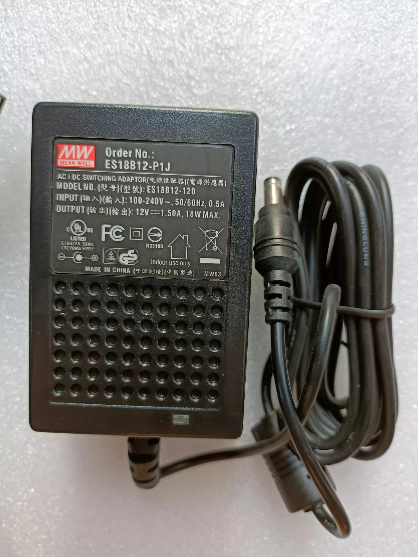 *Brand NEW* MW ES18B12-120 12V 1.5A AC DC ADAPTHE ES15B12-1J POWER Supply