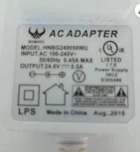 Huoniu AC Adapter Power Supply Charger HNBG240050WU Output 24V 0.5A Brand Huonio Location EA1062 MP
